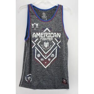 GC American Fighter Mens Gray Graphic Tank Top Athletic Gym Workout Size Medium